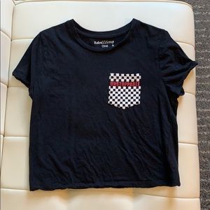 [SOLD] Rebellious One Black Crop Top Small